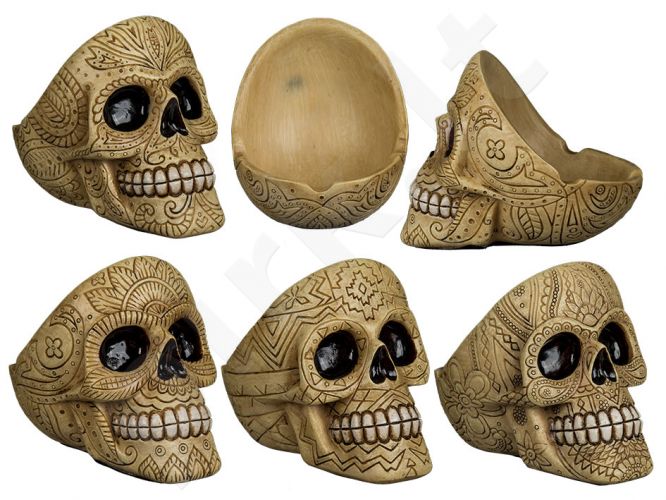 Ornamentais dekoruota kaukolės formos peleninė
