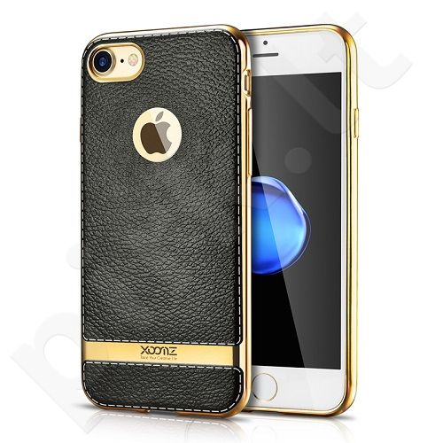 TPU leather back cover case with gold details, black (iPhone 7/8)