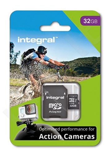 Integral micro SDHC/SDXC for Action Camera Card (tested with GoPro), 32GB