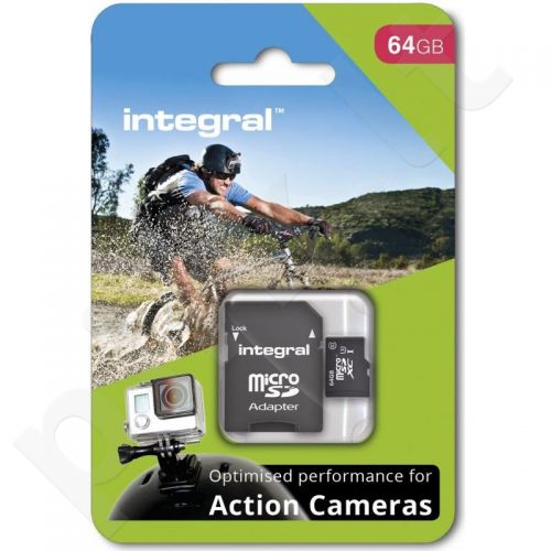 Integral micro SDHC/SDXC for Action Camera Card (tested with GoPro), 64GB