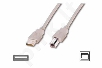 Kabelis USB2.0 Assmann  A m / B m 3,0m smėlio spalvos
