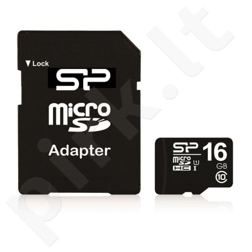 Silicon Power atminties kortelė Micro SDHC 16GB Class 10 +Adapter
