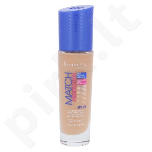 Rimmel London Match Perfection, SPF20, makiažo pagrindas moterims, 30ml, (102 Light Nude)