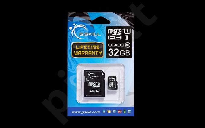 G.Skill atminties kortelė Micro SDHC 32GB Class 10 UHS-1 + adapter
