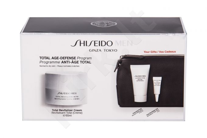 Shiseido Total Revitalizer, MEN, rinkinys dieninis kremas vyrams, (Day Care Total Revitalizer kremas 50 ml + Total Revitalizer paakių kremas 3 ml + Cleansing Foam 30 ml + kosmetika krepšys)
