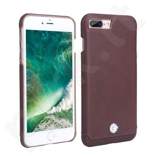 Leather back cover case with crystal, Pierre Cardin, brown (iPhone 7 Plus/ 8 Plus)