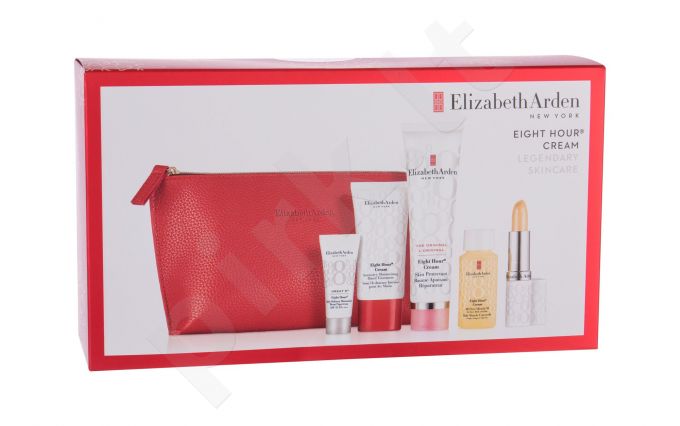 Elizabeth Arden Skin Protectant, Eight Hour Cream, rinkinys kūno balzamas moterims, (kūno balzamas 50 ml + rankų kremas 30 ml + Moisturizing Oil 30 ml + lūpų balzamas SPF15 3,7 g + Protective Care Great 8 SPF35 5 ml + kosmetika krepšys)