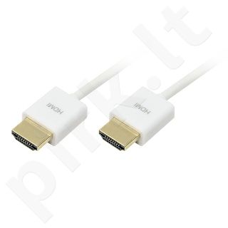 Elegantiškas HDMI kabelis LogiLink 1.4, 2m, baltas