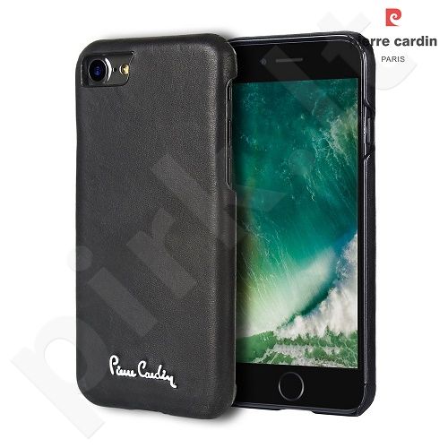 Leather back cover case with Pierre Cardin logo, black (iPhone 7 Plus/ 8 Plus)