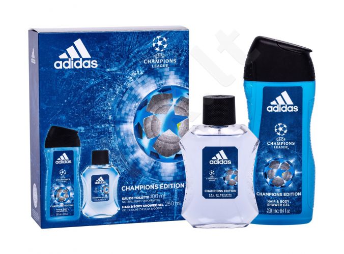 Adidas UEFA Champions League, rinkinys tualetinis vanduo vyrams, (EDT 100 ml + dušo želė 250 ml)