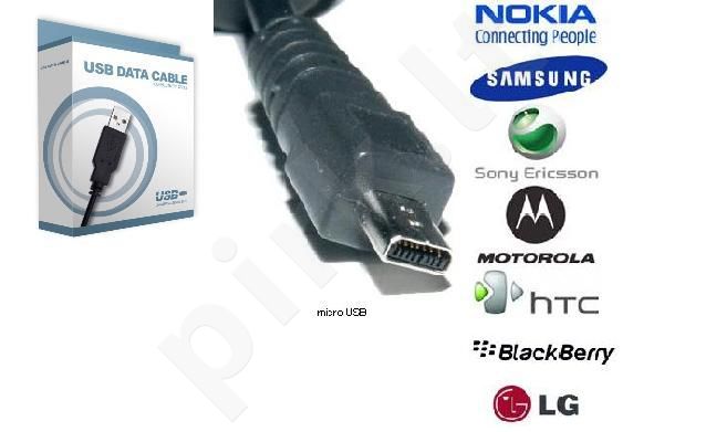 micro USB universalus laidas Telemax juodas