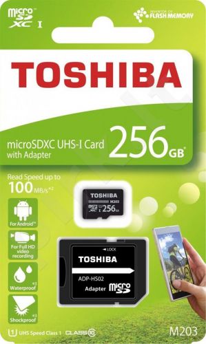 Atminties kortelė Toshiba Micro SDXC 256GB M203 Class 10 UHS-I + Adapteris