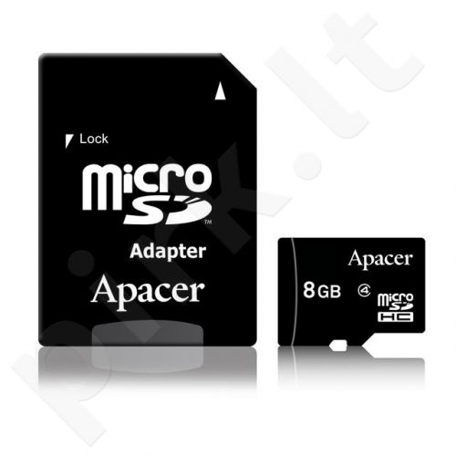 Apacer atminties kortelė Micro SDHC 8GB Class 4 +adapter