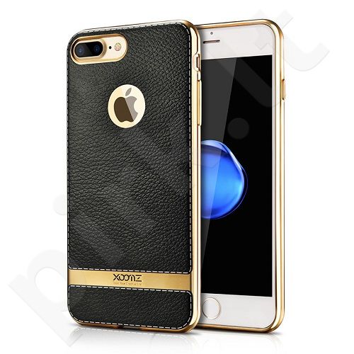 TPU leather back cover case with gold details, black (iPhone 7 Plus/ 8 Plus)