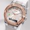 GUESS laikrodis Crystal 41mm silikonine apyrankė baltas