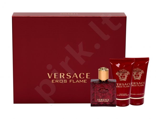 Versace Flame, Eros, rinkinys kvapusis vanduo vyrams, (EDP 50 ml + balzamas po skutimosi 50 ml + dušo želė 50 ml)