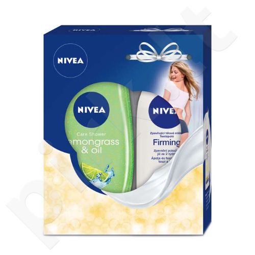 Nivea Firming, Q10 Energy+, rinkinys kūno losjonas moterims, (250ml Q10 Firming kūno losjonas Normal Skin + 250ml Lemongrass & Oil dušo želė)