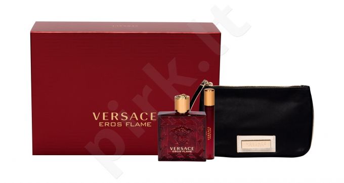 Versace Flame, Eros, rinkinys kvapusis vanduo vyrams, (EDP 100 ml + EDP 10 ml + kosmetika krepšys)