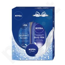 Nivea Body Milk, rinkinys kūno losjonas moterims, (250ml kūno pienelis Nourishing + 150ml Protect & Care Anti-Perspirant purškiklis 48H + 30ml Creme)