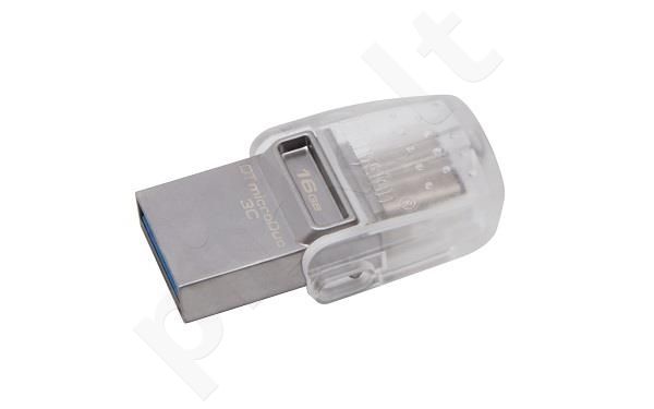 Kingston USB atmintukas 16GB DT microDuo 3C, USB 3.0/3.1 + Type-C flash drive