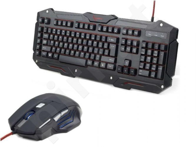 Gembird GamingPack: gaming keyboard USB + optical gaming mouse 3600 DPI, USB