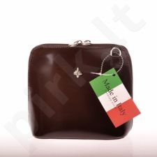 MADE IN ITALY  Postino 019 šokolado spalvos  itališka rankinė iš natūralios odos