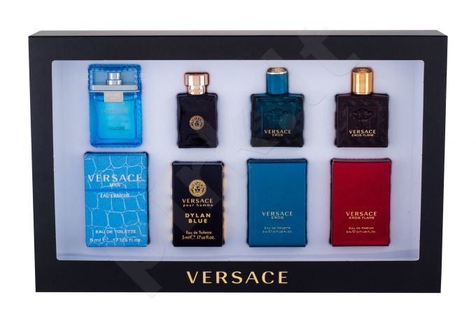 Versace Mini Set 1, rinkinys tualetinis vanduo vyrams, (EDT Eros 5 ml + EDT Dylan Blue 5 ml + EDP Eros Flame 5 ml + EDT Man Eau Fraiche 5 ml)