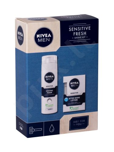 Nivea Men Sensitive, rinkinys losjonas po skutimosi vyrams, (losjonas po skutimosi 100 ml + skutimosi putos 200 ml)