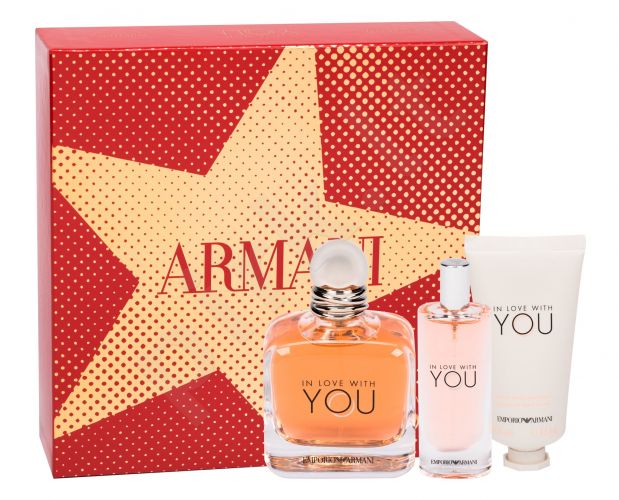 Giorgio Armani In Love With You, Emporio Armani, rinkinys kvapusis vanduo moterims, (EDP 100 ml + EDP 15 ml + rankų kremas 50 ml)