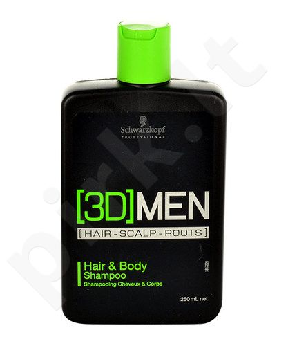 Schwarzkopf 3DMEN, Hair & Body, šampūnas vyrams, 250ml