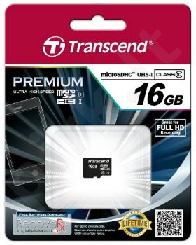Atminties kortelė Transcend microSDHC 16GB CL10 UHS1