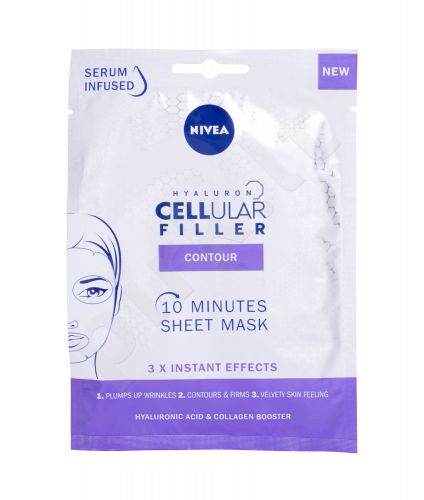 Nivea Hyaluron CELLular Filler, 10 Minutes Sheet Mask, veido kaukė moterims, 1pc