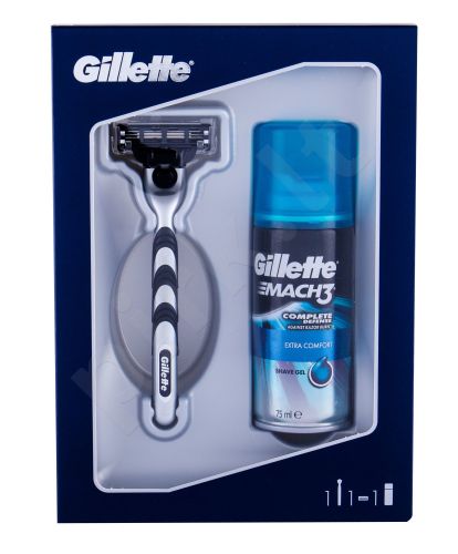 Gillette Mach3, rinkinys skutimosi peiliukai vyrams, (Shaver with 1 Head 1 pc + Extra Comfort skutimosi želė 75 ml)