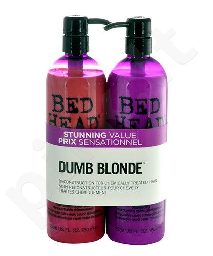 Tigi Bed Head Dumb Blonde, rinkinys šampūnas moterims, (750ml Bed Head Dumb Blonde šampūnas + 750ml Bed Head Dumb Blonde Reconstructor)