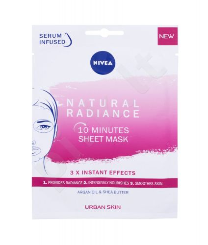Nivea Natural Radiance, 10 Minutes Sheet Mask, veido kaukė moterims, 1pc