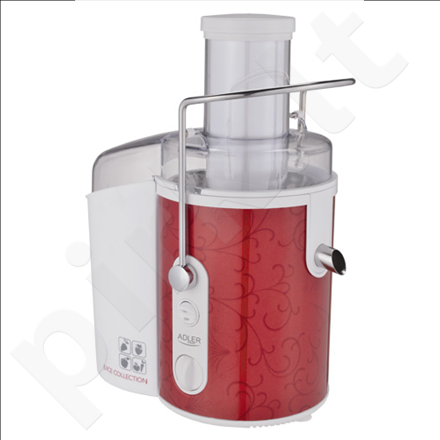 Adler AD 4111 Juice extractor, Powerful motor, Extra large feeding tube, Anti-drip system, Power 1000W