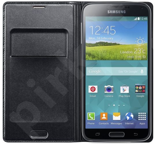Samsung Galaxy S5 atverčiamas dėklas juodas