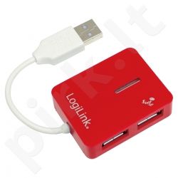 Šakotuvas LogiLink USB 4 portai ''Smile'' raudonas