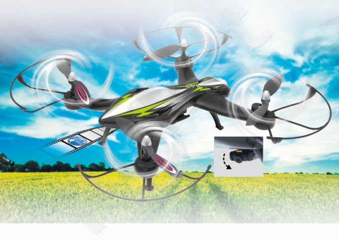 Radio bangomis valdomas Jamara F1X Altitude AHP+ dronas su HD kamera