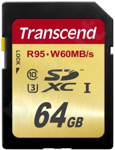 Atminties kortelė Transcend SDXC 64GB CL10 UHS1 U3, Sparta 95/60MBs