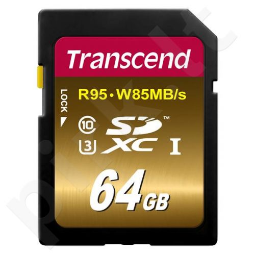 Atminties kortelė Transcend SDXC 64GB CL10 UHS1 U3, Sparta 95/85MBs