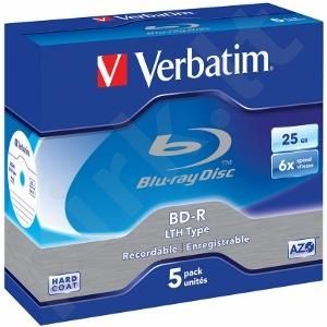 BluRay BD-R Verbatim [ jewel case 5 | 25GB | 6x | WHITE BLUE SURFACE HARD COAT ]