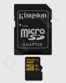 Atminties kortelė Kingston microSDHC 16GB UHS1, 90/45MBs