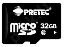 Atminties kortelė Pretec Micro SDHC 32GB CLASS 10 (HD Video Card) + SD adapteris