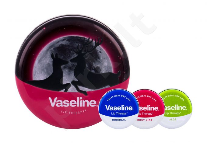 Vaseline Lip Therapy, rinkinys lūpų balzamas moterims, (lūpų balzamas 20 g + lūpų balzamas 20 g Rosy Lips + lūpų balzamas 20 g Original + Tin Can), (Aloe Vera)