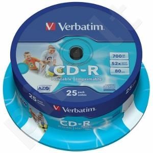 CD-R Verbatim [ cake box 25 | 700MB | 52x |Spausdinimui Retail | DataLife+ AZO ]