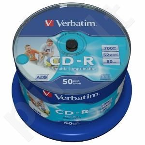 CD-R Verbatim [ cake box 50 | 700MB | 52x |spausdinimui Wide | DataLife+ AZO ]