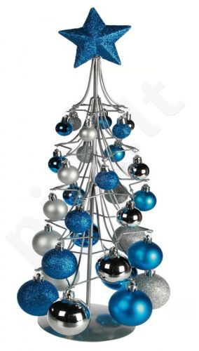 Metalinė Kalėdinė eglutė su 30 burbuliukų ir žvaigžde