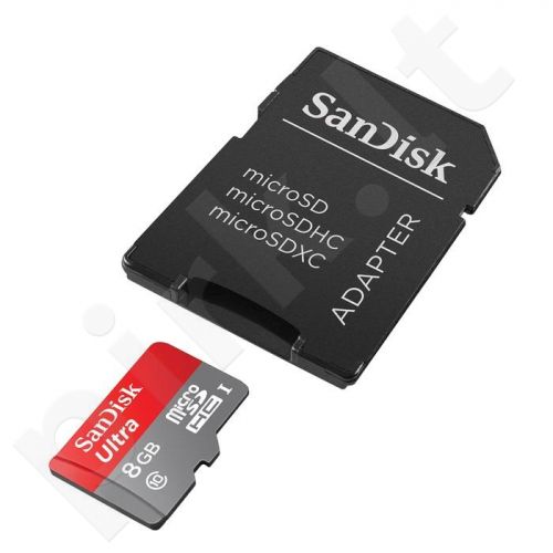 Atminties kortelė Sandisk Ultra microSDHC 8GB 48MB/s Android + Adapter
